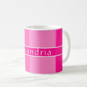 Mug Personnalisé Chic Hot Pink rayé (Devant droit)