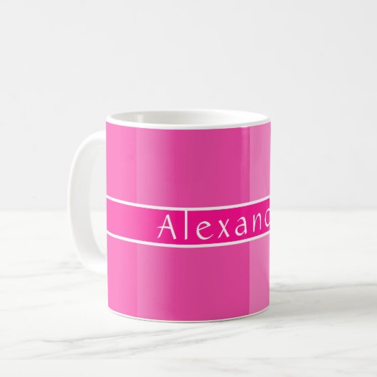 Mug Personnalisé Chic Hot Pink rayé (Devant gauche)