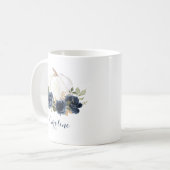 Mug personnalisé Citrouille bleu de la marine flor (Devant gauche)