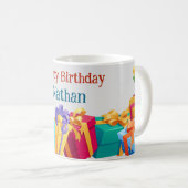 Mug personnalisé coloré Joyeux cadeaux d'anniversa (Devant droit)