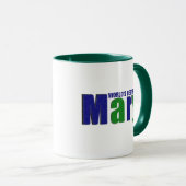 Mug Personnalisé couleur "Mary" Nom, vert et bleu (Devant droit)