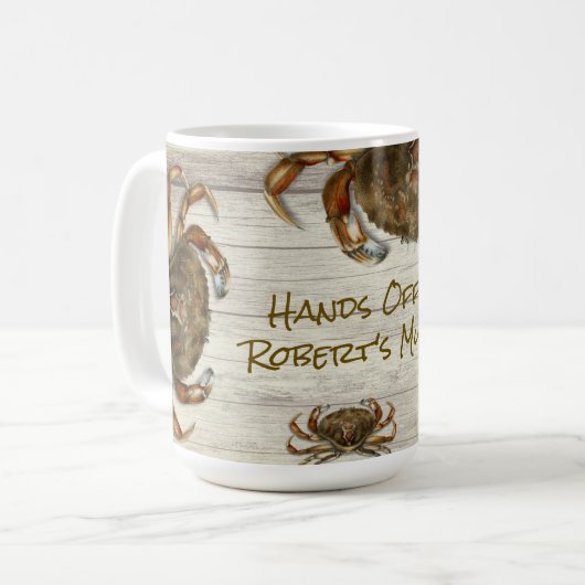 Mug Personnalisé Crabes de Plage Touche Pas (Devant gauche)