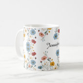 Mug Personnalisé Cute Aquarelle fleur sauvage rustique (Devant gauche)
