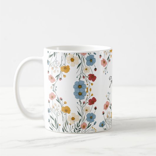 Mug Personnalisé Cute Aquarelle fleur sauvage rustique (Gauche)