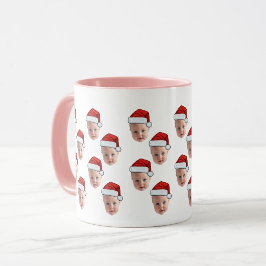 Mug Personnalisé Cute Baby Face Père Noël Chapeau Noël (Devant gauche)