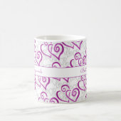 Mug personnalisé de fond de coeur violet lié (Centre)