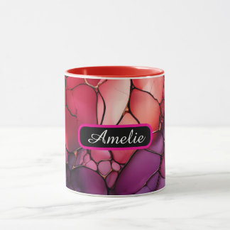 Mug personnalisé de style encre à alcool avec nom,