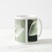 Mug Personnalisé deux coeurs vert argent avec les noms (Devant droit)