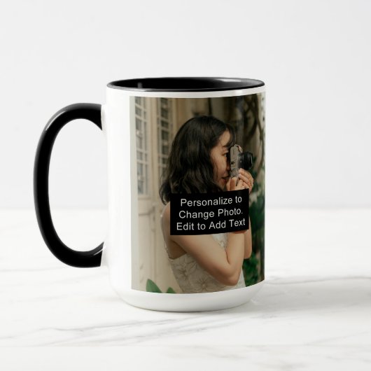 Mug Personnalisé Deux Photos Artwork Slogan Combo 15 o (Gauche)