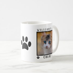 Mug Personnalisé Deux Photos Noms Empreintes de pattes