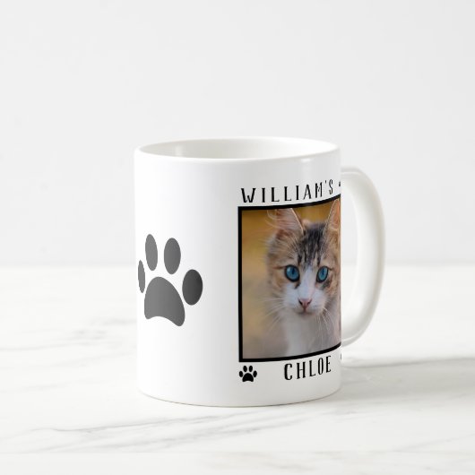 Mug Personnalisé Deux Photos Noms Empreintes de pattes (Devant droit)
