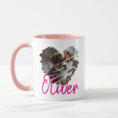 Mug personnalisé en forme de coeur avec nom (Gauche)