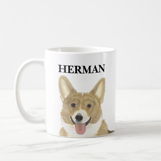 Mug Personnalisé Fête et Corgi Blanc (Gauche)