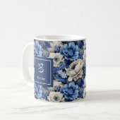 Mug personnalisé Fleurs d'Ivoire Bleu Luxe (Devant gauche)