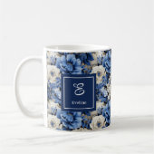 Mug personnalisé Fleurs d'Ivoire Bleu Luxe (Gauche)