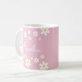Mug personnalisé floral blanc marmite rose (Devant gauche)