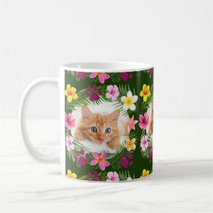 Mug Personnalisé Funny Chat Photo Green Tropical Hawai