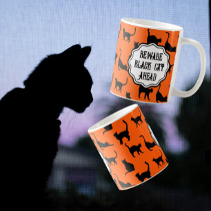 Mug Personnalisé Funny Halloween Orange Black Cat Lady