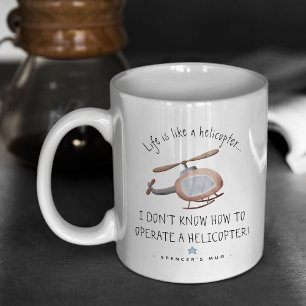 Mug Personnalisé Funny 'Life' Cute Helicopter Café