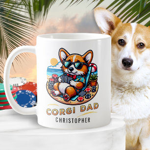 Mug Personnalisé Funny Poker Joueur Corgi Chien Papa