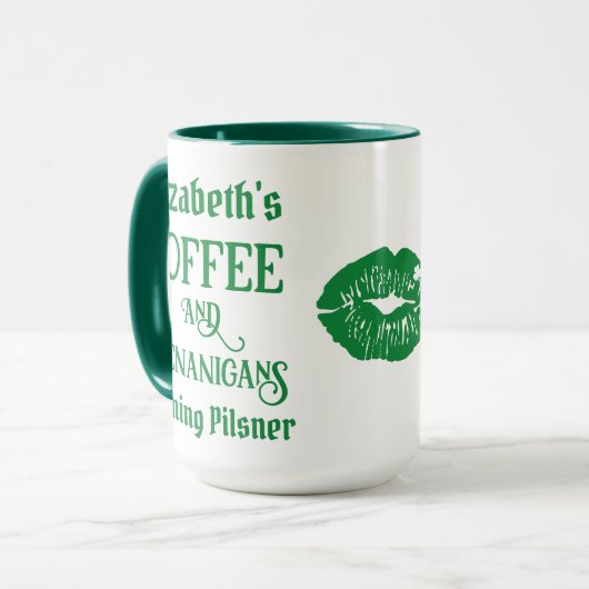Mug Personnalisé Funny St Patrick's Day Lips vert (Devant gauche)
