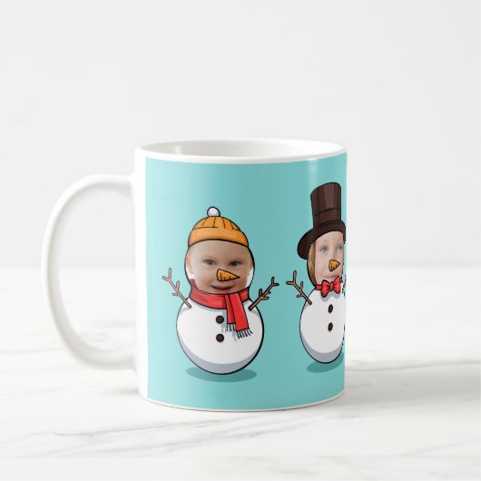 Mug Personnalisé Funny Visage Photo Snowmen Noël (Gauche)