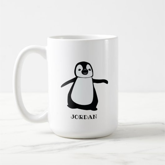 Mug Personnalisé gris mignon pingouin illustration béb (Gauche)