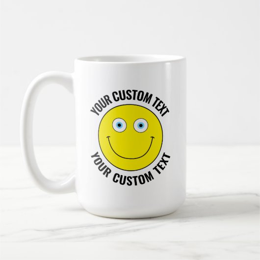 Mug Personnalisé Happy Face JAUNE, YELLOW, Yeux Bleus (Gauche)