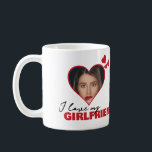 Mug Personnalisé J'aime ma petite amie Photo du coeur<br><div class="desc">Personnalisé One Of A Kind Photo Heart mug de Ricaso - Love heart Modèle photo Design .. ajoutez simplement votre propre photo à cette grande tasse à café personnalisée avec bold I LOVE MY GIRLFRIEND (insérez votre propre texte ou laissez tel quel) .. facile de personnaliser les produits modèle photo...</div>