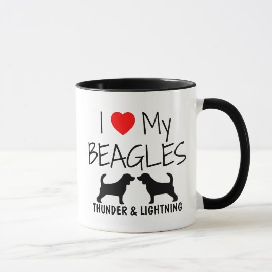 Mug Personnalisé J'aime mes Beagles (Droite)