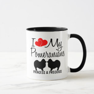 Mug Personnalisé J'Aime Mes Deux Chiens Poméraniens Mu