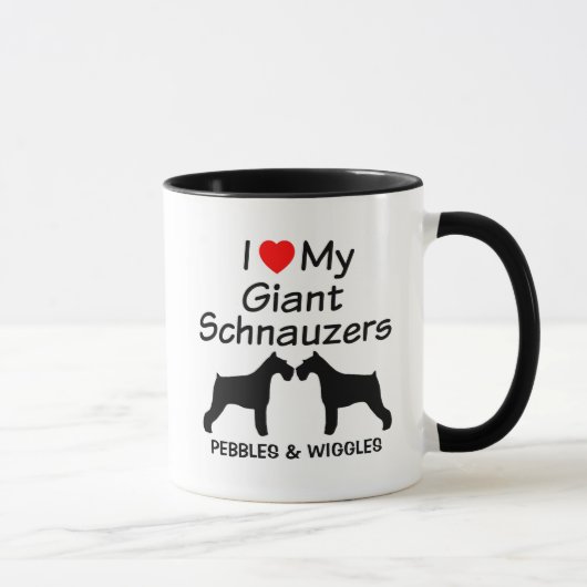 Mug Personnalisé J'Aime Mes Deux Chiens Schnauzer Géan (Droite)