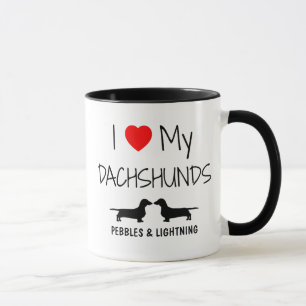 Mug Personnalisé J'Aime Mes Deux Dachshunds