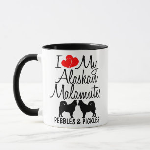 Mug Personnalisé J'Aime Mes Deux Malamutes D'Alaska Mu