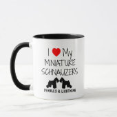 Mug Personnalisé J'Aime Mes Deux Schnauzers Miniature (Gauche)