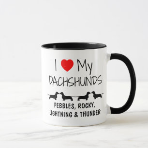 Mug Personnalisé J'Aime Mes Quatre Dachshunds