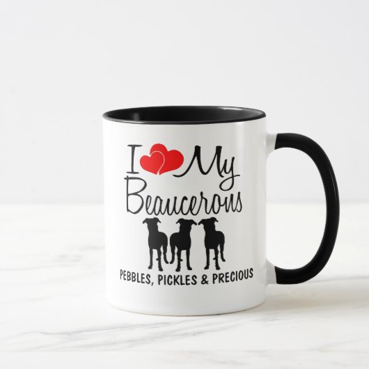 Mug Personnalisé J'Aime Mes Trois Beaucerons (Droite)