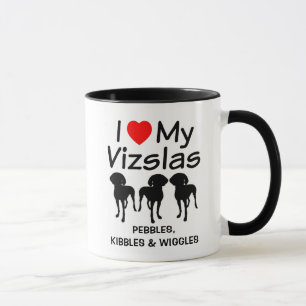 Mug Personnalisé J'Aime Mes Trois Chiens Vizsla Silhou