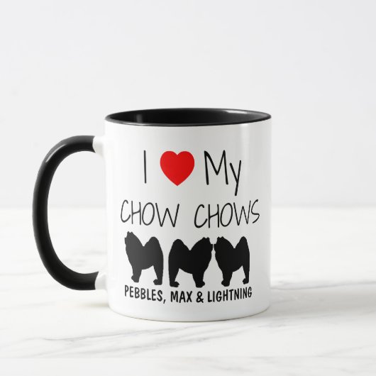 Mug Personnalisé J'Aime Mes Trois Chow Chows (Gauche)