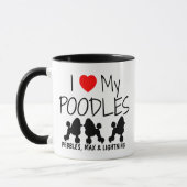 Mug Personnalisé J'Aime Mes Trois Poodles (Gauche)