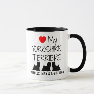 Mug Personnalisé J'Aime Mes Trois Yorkshire Terriers