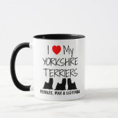 Mug Personnalisé J'Aime Mes Trois Yorkshire Terriers (Gauche)