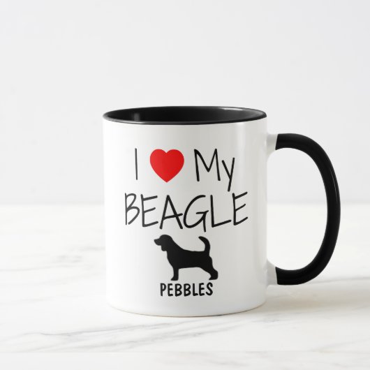 Mug Personnalisé J'aime mon Beagle (Droite)