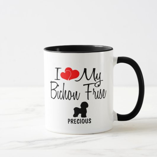 Mug Personnalisé J'Aime Mon Bichon Frise (Droite)