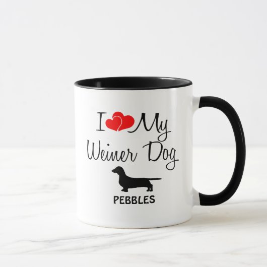 Mug Personnalisé J'Aime Mon Chien Weiner (Droite)