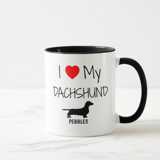 Mug Personnalisé J'Aime Mon Dachshund (Droite)