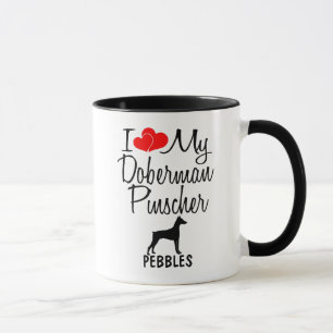 Mug Personnalisé J'Aime Mon Doberman Pinscher Chien Mu