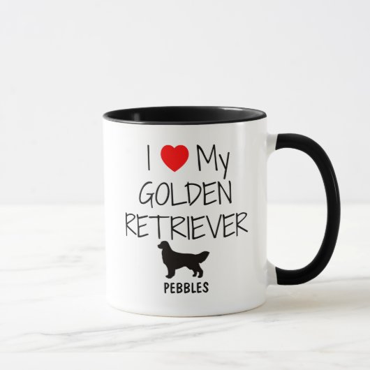 Mug Personnalisé J'Aime Mon Golden Retriever (Droite)