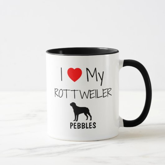 Mug Personnalisé J'Aime Mon Rottweiler (Droite)