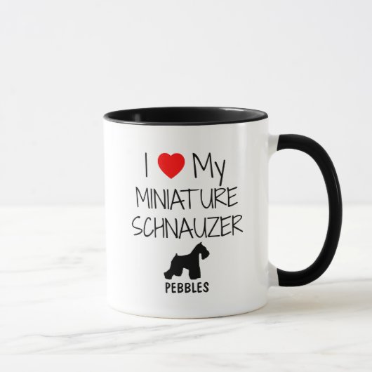 Mug Personnalisé J'Aime Mon Schnauzer Miniature (Droite)